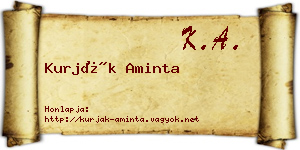 Kurják Aminta névjegykártya